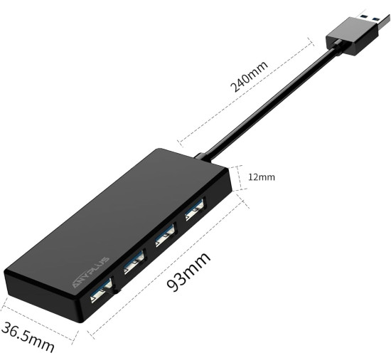 4-портовый USB 3.0 концентратор ANYPLUS, черный (0180)