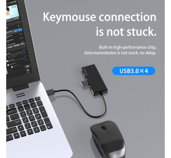 4-портовый USB 3.0 концентратор ANYPLUS, черный (0180)