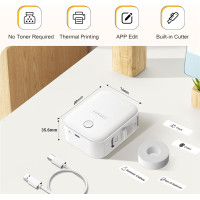 Принтер этикеток Foonii WP9525 Bluetooth с самоклеющейся этикеткой, белый (2138)