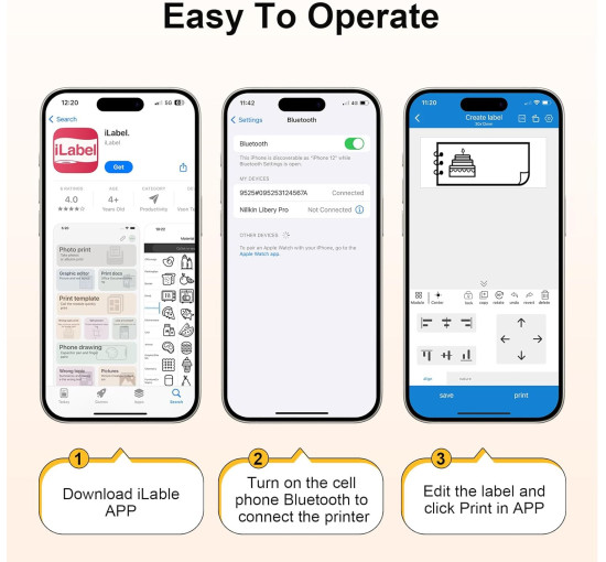 Принтер етикеток Foonii WP9525 Bluetooth із самоклеючимся етикетуванням, білий (2138)