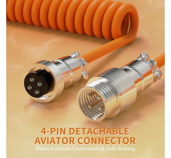 Професійний кастомний кабель MAMBASNAKE C01Ultra USB-C Aviator для ігрових клавіатур, помаранчевий (4177)