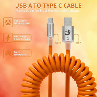 Професійний кастомний кабель MAMBASNAKE C01Ultra USB-C Aviator для ігрових клавіатур, помаранчевий (4177)