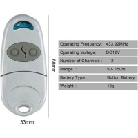 Пульт дистанционного управления гаражными воротами AOMiGT TOP432NA 433,92 МГц, серый (0167)