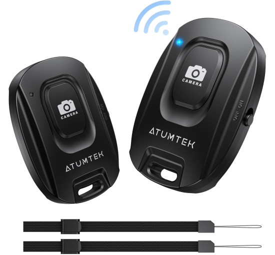 Пульт дистанційного керування камерою ATUMTEK ATYK165 з кнопкою для фото та відео, для iPhone та смартфонів Android, чорний (0033)