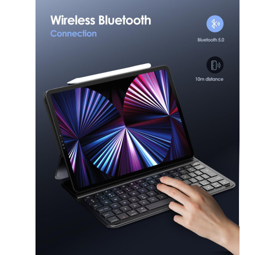Qulose Чохол-клавіатура QUIPKB109EUBL-UK, для iPad Air 11, чорний (5028)