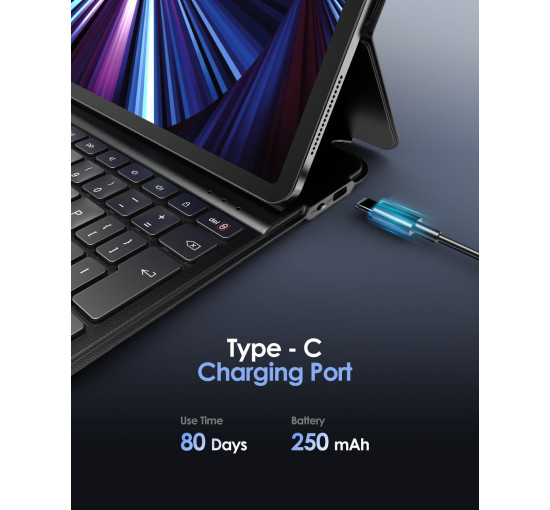 Qulose Чохол-клавіатура QUIPKB109EUBL-UK, для iPad Air 11, чорний (5028)