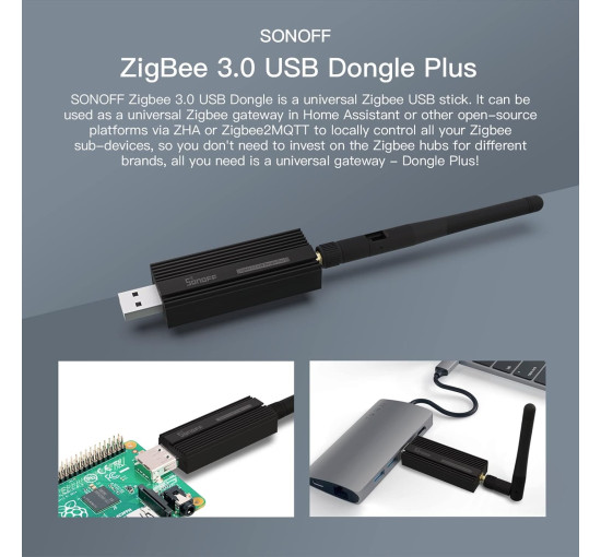 SONOFF бездротовий USB-адаптер Zigbee 3.0 ZBdongle-P, чорний (4199)