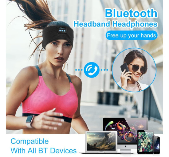 Спортивні навушники Flintronic з пов'язкою на голову, чорні (3144)