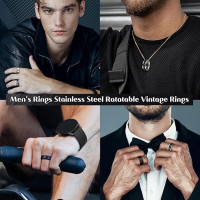 Серебряно-черные мужские кольца LOLIAS 16 шт, размер 13 - нержавеющая сталь с матовым покрытием, полированная лента, цепочка (2019)