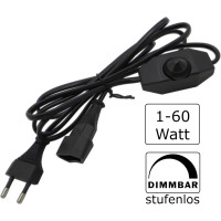 Світлодіодний димер PB-Versand 534 (DIM-CP-BL) 1-60 Вт з кабелем 2м (вилка + розетка) з плавним регулюванням яскравості, чорний (4073)