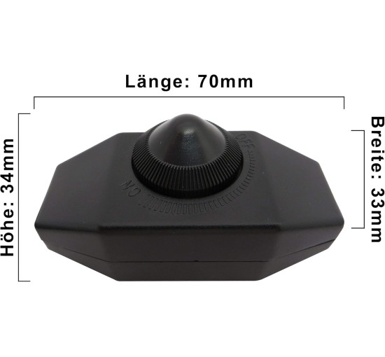 Світлодіодний димер PB-Versand 534 (DIM-CP-BL) 1-60 Вт з кабелем 2м (вилка + розетка) з плавним регулюванням яскравості, чорний (4073)