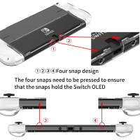 Teyomi Чехол TPU Joy-Con и жесткий защитный чехол с ПК, с 6 накладками, прозрачный (5092)