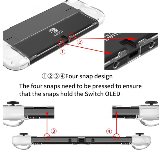 Teyomi Чохол TPU Joy-Con та твердий захисний чохол з ПК, з 6 накладками, прозорий (5092)