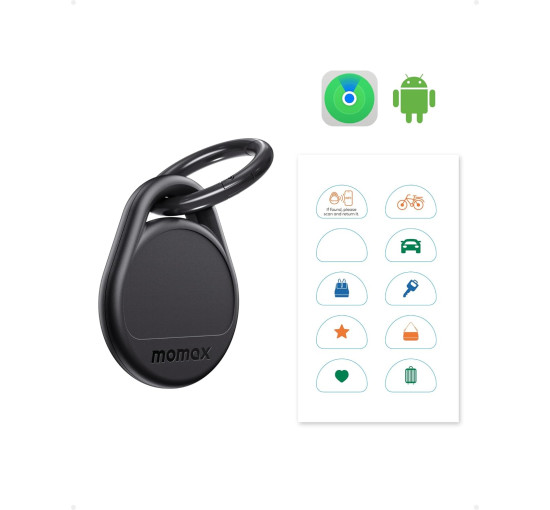 Трекер MOMAX  Pinpop Duo Find My Locator (BR11), сумісний з Android та Apple, чорний (4123)