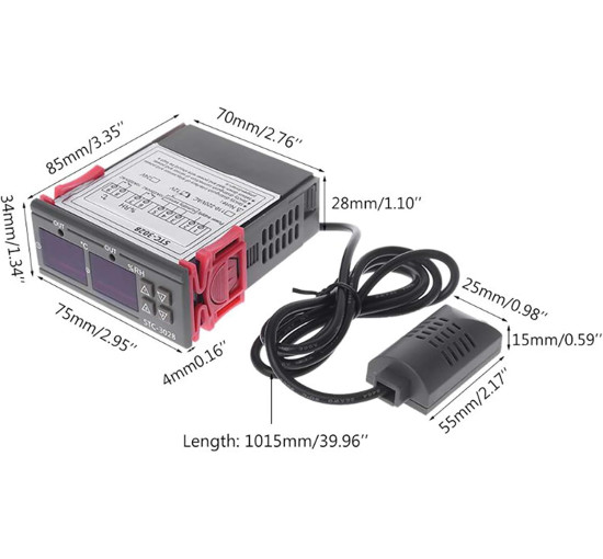 Цифровий термостат BE-TOOL STC-3028, універсальний контролер температури та вологості з датчиком для холодильника, інкубатора, чорний (0182)