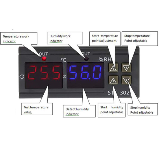 Цифровий термостат BE-TOOL STC-3028, універсальний контролер температури та вологості з датчиком для холодильника, інкубатора, чорний (0182)