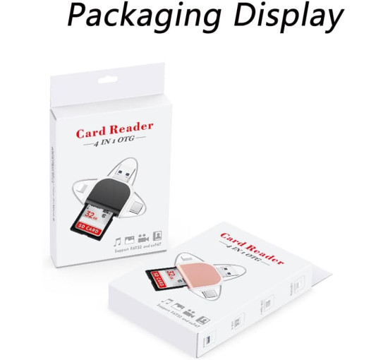 Универсальный многопортовый считыватель карт памяти LUCKY 4в1, розовый (4155)