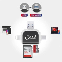 Универсальный многопортовый считыватель карт памяти LUCKY 4-в-1, розовый (4155)