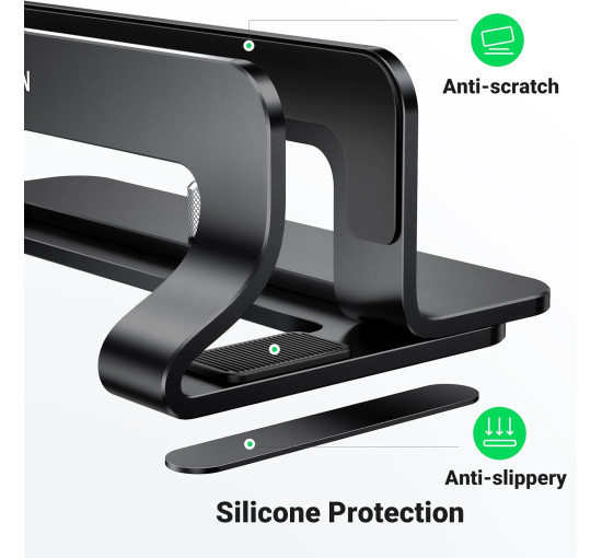 Вертикальна підставка для ноутбука UGREEN, регульована підставка для ноутбука, тримач-док, алюмінієва настільна підставка, чорна (0014)