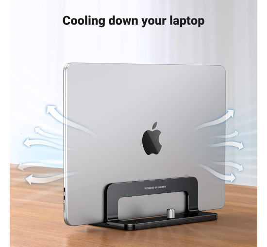 Вертикальна підставка для ноутбука UGREEN, регульована підставка для ноутбука, тримач-док, алюмінієва настільна підставка, чорна (0014)