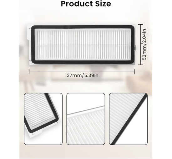 Високоефективні фільтри Rrochio, сумісні з робот-пилососом Roborock Qrevo MaxV, 4шт (4024)
