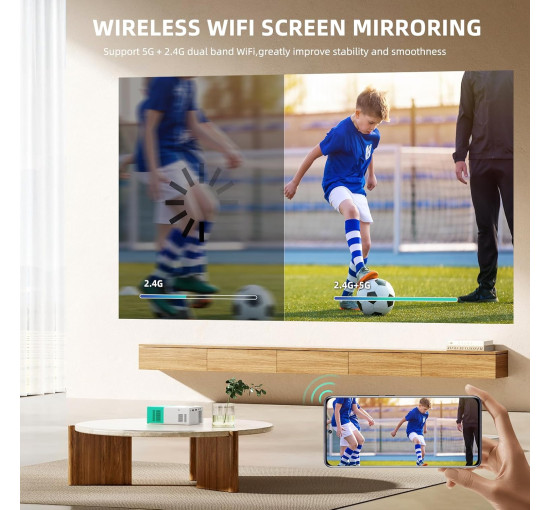 Wepvo Портативний кінопроектор YG300Plus із Wi-Fi, HDMI, TYPE-C, Wi-Fi 2.4G+5.8G, м'ятно-зелений (5112)