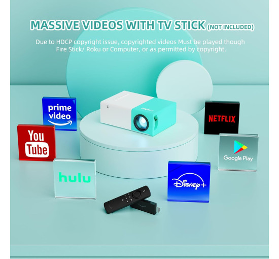 Wepvo Портативний кінопроектор YG300Plus із Wi-Fi, HDMI, TYPE-C, Wi-Fi 2.4G+5.8G, м'ятно-зелений (5112)