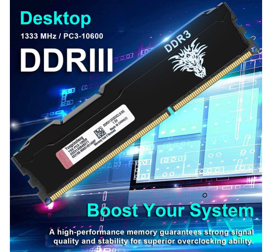 Yongxinsheng Комплект оперативної пам'яті DDR3 16 ГБ (8 ГБ x 2), 1333 МГц, PC3-10600 UDIMM, чорний (5126)