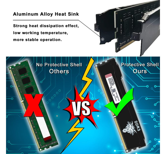 Yongxinsheng Комплект оперативної пам'яті DDR3 16 ГБ (8 ГБ x 2), 1333 МГц, PC3-10600 UDIMM, чорний (5126)