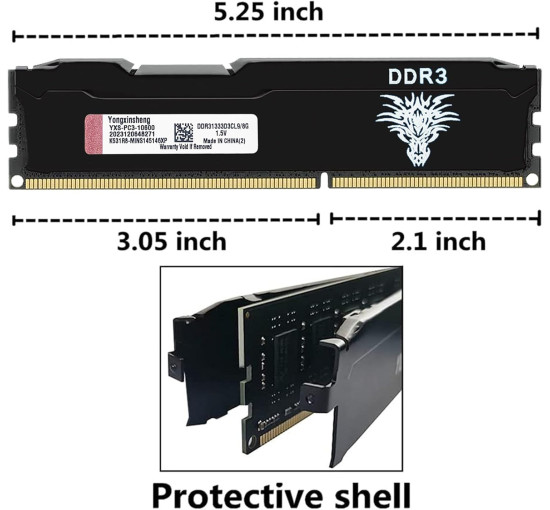 Yongxinsheng Комплект оперативної пам'яті DDR3 16 ГБ (8 ГБ x 2), 1333 МГц, PC3-10600 UDIMM, чорний (5126)