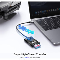 Зчитувач карт пам'яті UGREEN USB C, 2-в-1, Micro SD для TF SD Micro SD SDXC SDHC, сумісний з iPhone 16 15, Samsung Galaxy, сірий (0016)