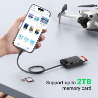 Зчитувач карт пам'яті UGREEN USB C 4-в-1, адаптер для карт пам'яті SD Micro SD MS CF Compact Flash, сумісний з iPhone 15, чорний (0015)