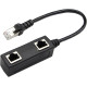 zdyCGTime Мережевий розгалужувач RJ45 чоловічий 2 RJ45 жіночий мережевий Y-подібний, чорний (5009)