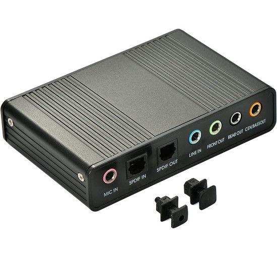 Зовнішня 6-канальна звукова карта LEAGY CM6206 USB 2.0 5.1 об'ємний звук, сумісний з Windows 10/8/7/XP, чорний (2085)