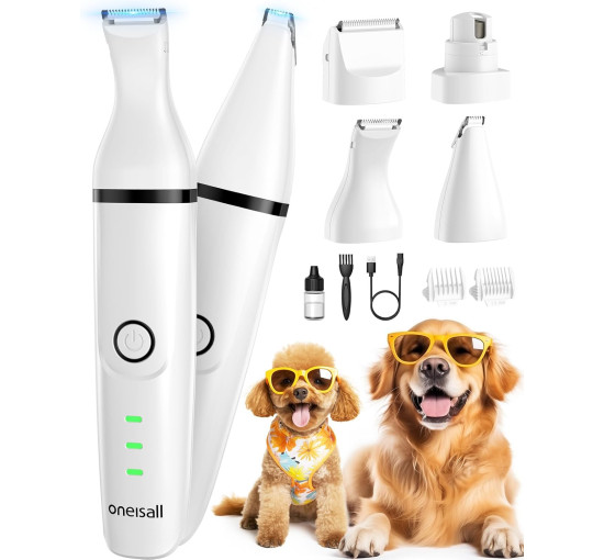 Бездротовий набір для грумінгу собак Oneisall N12/YH-7700 4-в-1 з 2-швидкісними машинками для стрижки собак та котів білий (0007)