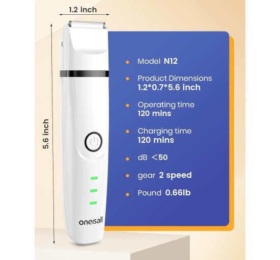 Бездротовий набір для грумінгу собак Oneisall N12/YH-7700 4-в-1 з 2-швидкісними машинками для стрижки собак та котів білий (0007)