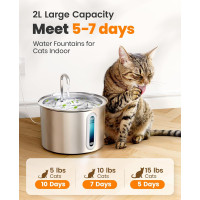 Фонтан-поїлка для домашніх тварин Oneisall PWF 001 з нержавіючої сталі, срібний (0011)