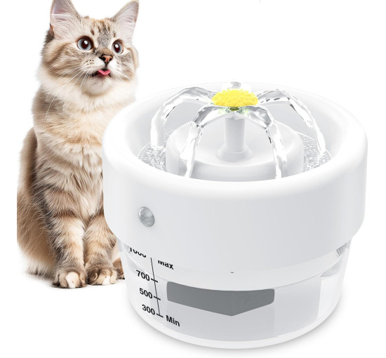 Фонтан-поїлка для домашніх тварин AOZOOM TZ-WF02 зі світлодіодним підсвічуванням, білий (4007)