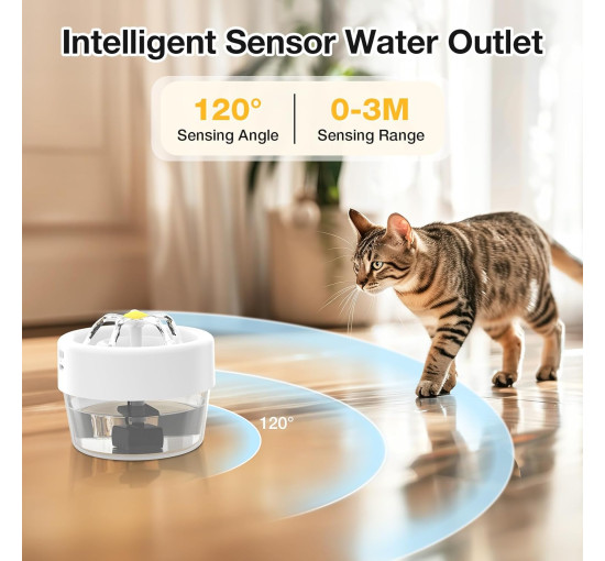 Фонтан-поїлка для домашніх тварин AOZOOM TZ-WF02 зі світлодіодним підсвічуванням, білий (4007)