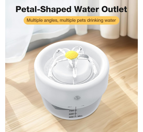 Фонтан-поїлка для домашніх тварин AOZOOM TZ-WF02 зі світлодіодним підсвічуванням, білий (4007)