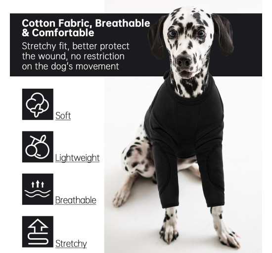 Комбинезон для собак PUMYPOREITY с защитой от травм передних конечностей, черный (3179)