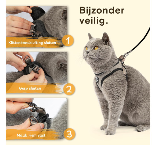 Комплект шлейки для кошек Tierhood 123698745 с поводком, Размер S, синий (4193)