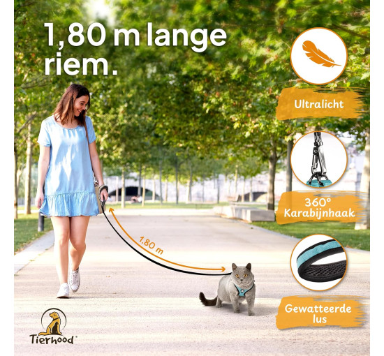 Комплект шлейки для кошек Tierhood 123698745 с поводком, Размер S, синий (4193)