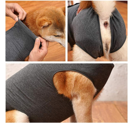 Костюм для відновлення собак Dotoner 2X-Large , черевна рана, післяопераційний жилет для домашніх тварин, сірий (2011)