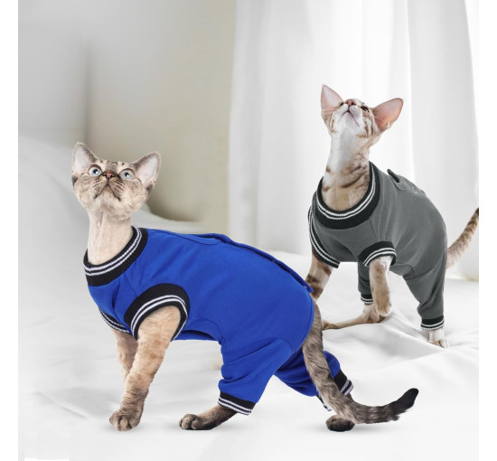 Костюм PUMYPOREITY для восстановления кошек после операции, синий (3188)