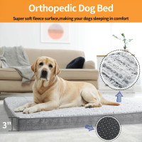 Лежак для собак Baodan Extra Large, ортопедические кровати для собак со съемными и водонепроницаемыми чехлами, светло-серый (2059)