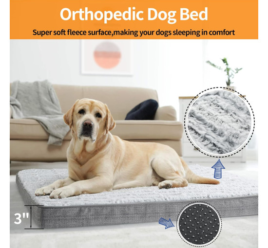 Лежак для собак Baodan Extra Large, ортопедичні ліжка для собак зі знімними та водонепроникними чохлами, світло-сірий (2059)