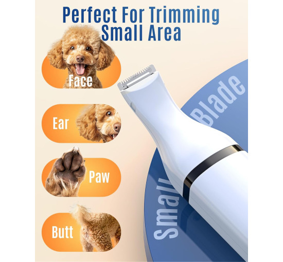 Машинка для стрижки собак Oneisall C61 з подвійними лезами, бездротовий тример для грумінгу дрібних домашніх тварин, білий (0066)