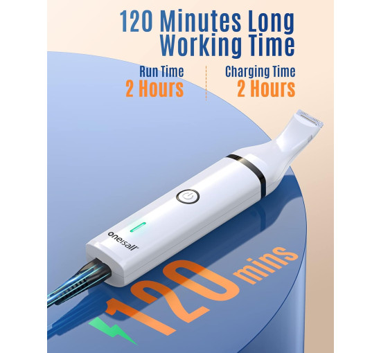 Машинка для стрижки собак Oneisall C61 з подвійними лезами, бездротовий тример для грумінгу дрібних домашніх тварин, білий (0066)