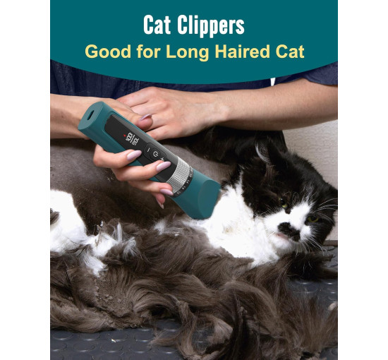 Машинки для стрижки котів Oneisall YP-7268 5-швидкісний комплект для грумінгу котів, бездротова машинка для стрижки котів, зелена (0065)